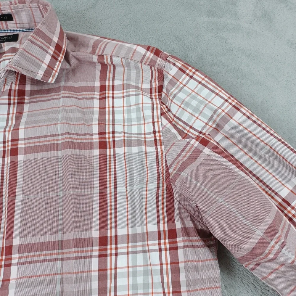 Banana Republic Shirt Mens‎ Medium Red Plaid Camden Fit Preppy